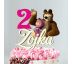 Dekorácia na tortu Máša Medveď číslo glitrové svetlo ružové šírka od 15 do 18cm