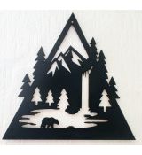 Krása prírody lesa a hôr - drevený vyrezávaný obraz trojuholník 50x50 cm čierna