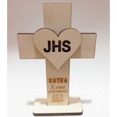 Darček na prvé sväté prijímanie - krížik a srdce JHS