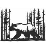 Drevená nálepka medveď v lese