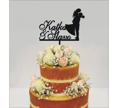 Dekorácia na tortu vzor nevesta a ženích s menom