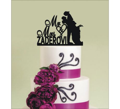 Dekorácia na tortu vzor nevesta a ženích s priezviskom 3
