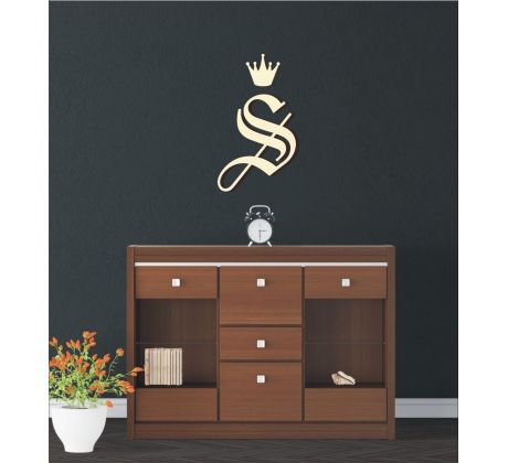 Drevený monogram s korunkou 2