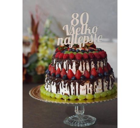 Dekorácia na tortu drevená s nápisom všetko najlepšie+čislo výročia z dreva