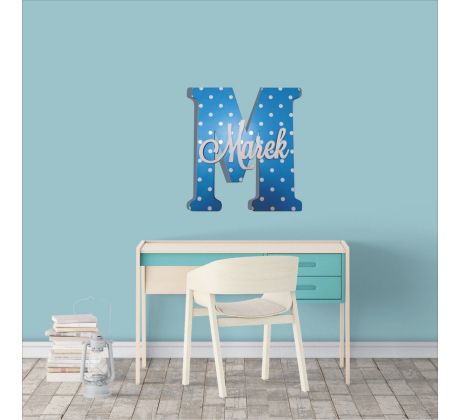 Iniciálka na stenu modrá s menom