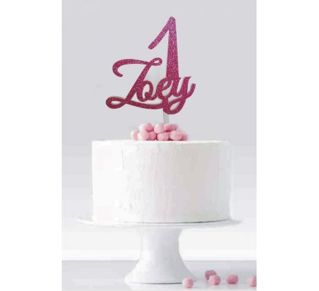 Glitrové meno na tortu s číslom