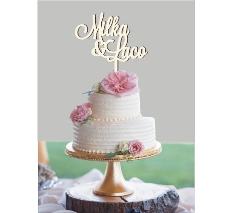 Drevená dekorácia na tortu mená 1