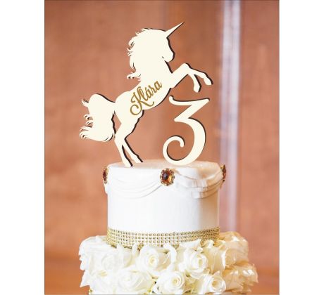 Drevená dekorácia Jednorožec s číslom