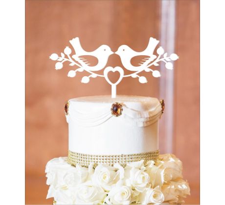 Dekorácia na tortu vtáčiky na konáriku