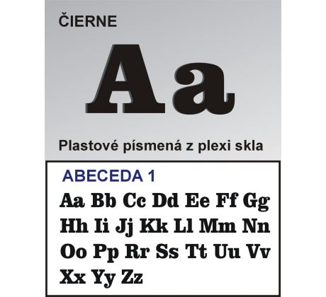 Plastové samolepiace písmená čierne písmo tlačené 1