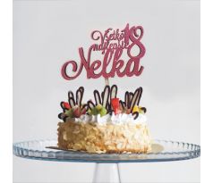 Glitrová ozdoba na tortu všetko najlepšie s meno a číslom