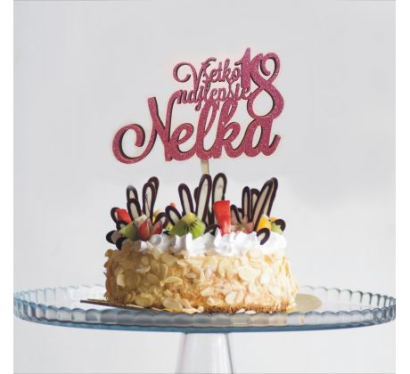 Glitrová ozdoba na tortu všetko najlepšie s meno a číslom