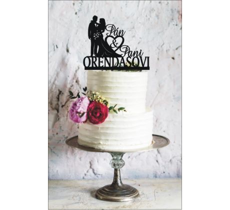 Dekorácia na tortu vzor nevesta a ženích s priezviskom 5