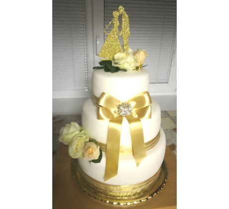 Dekorácia na tortu vzor nevesta a ženích glitre