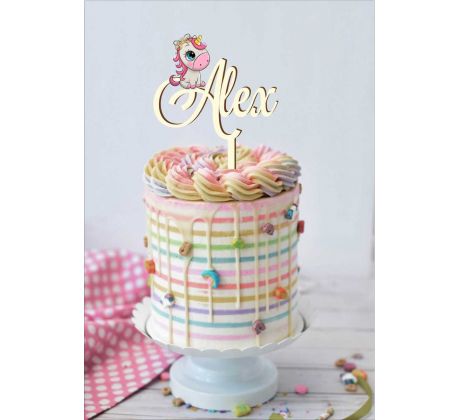 zápich meno z dreva s jednorožcom 1