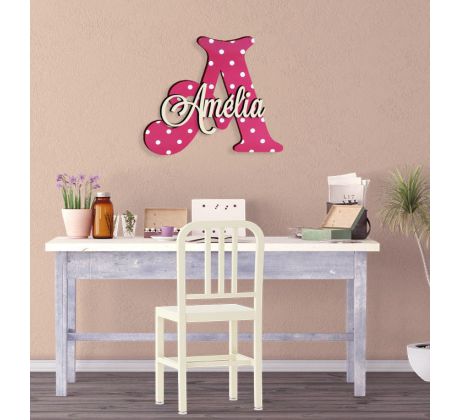 Iniciálka na stenu ružová tmavšia s menom