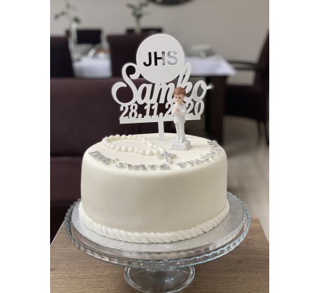 Dekorácia na tortu na prvé sväté prijímanie s menom a dátumom