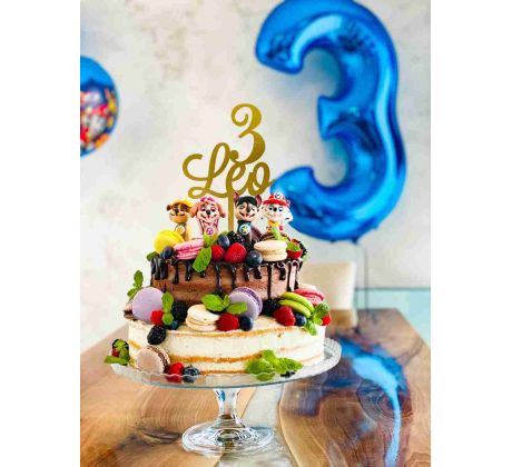 Dekorácia na tortu s menom + číslom 3
