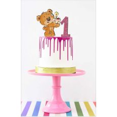 Dekorácia na tortu s číslom a medvedikom