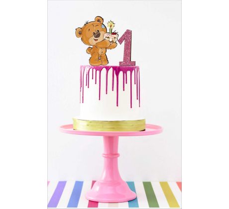 Dekorácia na tortu s číslom a medvedikom