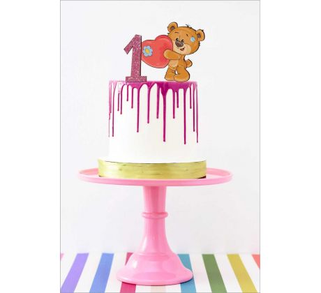 Dekorácia na tortu s číslom a medvedikom4
