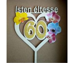 Dekorácia na tortu srdce s orchideou a číslom