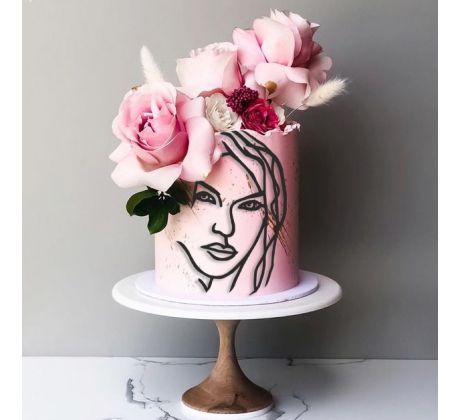 Ženská hlava línie na tortu