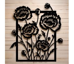 Vlčie maky nástenná vyrezávaná dekorácia 55 x 50 cm