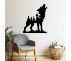 Vlk volanie divočiny - drevená vyrezávaná dekorácia na stenu 60x48 cm hnedá orech