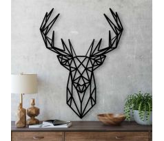 Jeleň minimalistická polygónová dekorácia 50x38 cm čierna