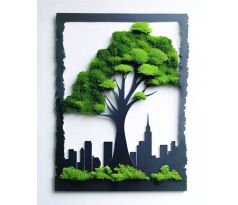 Strom veľkomesta - machový obraz 30x22 cm čierna