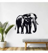 Slon drevená dekorácia na stenu dvojdielny 84x69 cm čierna