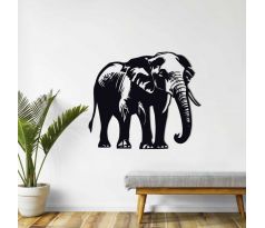 Slon drevená dekorácia na stenu dvojdielny 73x60 cm čierna