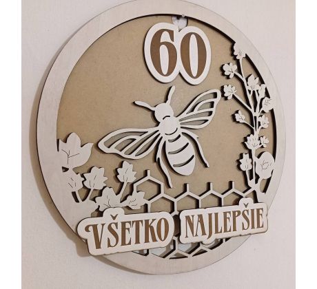 Včela 3D drevený obraz s venovaním