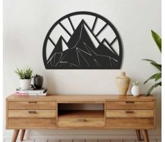Drevený obraz hory abstraktný polkruh 50x69 cm čierna