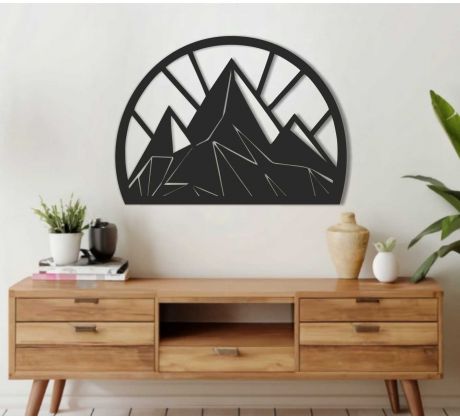 Drevený obraz hory abstraktný polkruh
