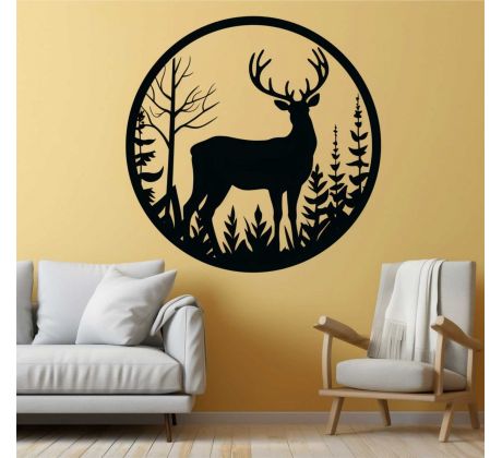 Jeleň vyrezávaný drevený obraz v kurhu