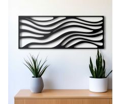 Vlny abstraktný drevený obraz na šírku 69x26 cm hnedá orech