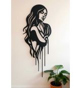 abstraktná silueta ženy drevená dekorácia 60x24 cm hnedá orech