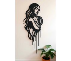 abstraktná silueta ženy drevená dekorácia 50x20 cm čierna