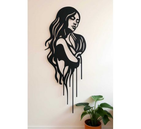 abstraktná silueta ženy drevená dekorácia