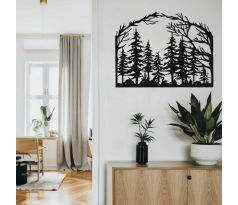Les drevená silueta stromov na stenu