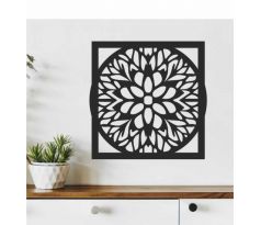 Mandala drevený vyrezávaný obraz 50x50 cm čierna