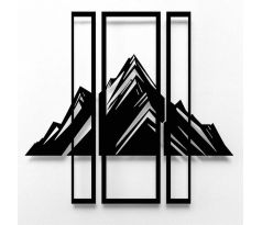 Moderný drevený trojdielny abstraktný obraz - Minimalistické Hory výška 69cm,šírka 80 cm čierna