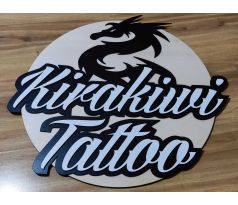 3D logo na mieru - logo z dreva na stenu 66cm 3D dvojvrstvové, sololit 3mm + preglejka 6mm