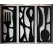 abstrakty drevený trojdielny obraz do kuchyne - príbory