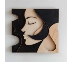 Abstraktný 3D drevený obraz tvár ženy kubizmus