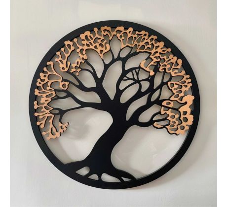 Abstraktný strom života drevený dvojfarebný obraz