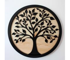 Strom života - dvojfarebný drevený okrúhly obraz