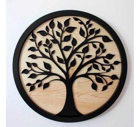 Strom života - dvojfarebný drevený okrúhly obraz